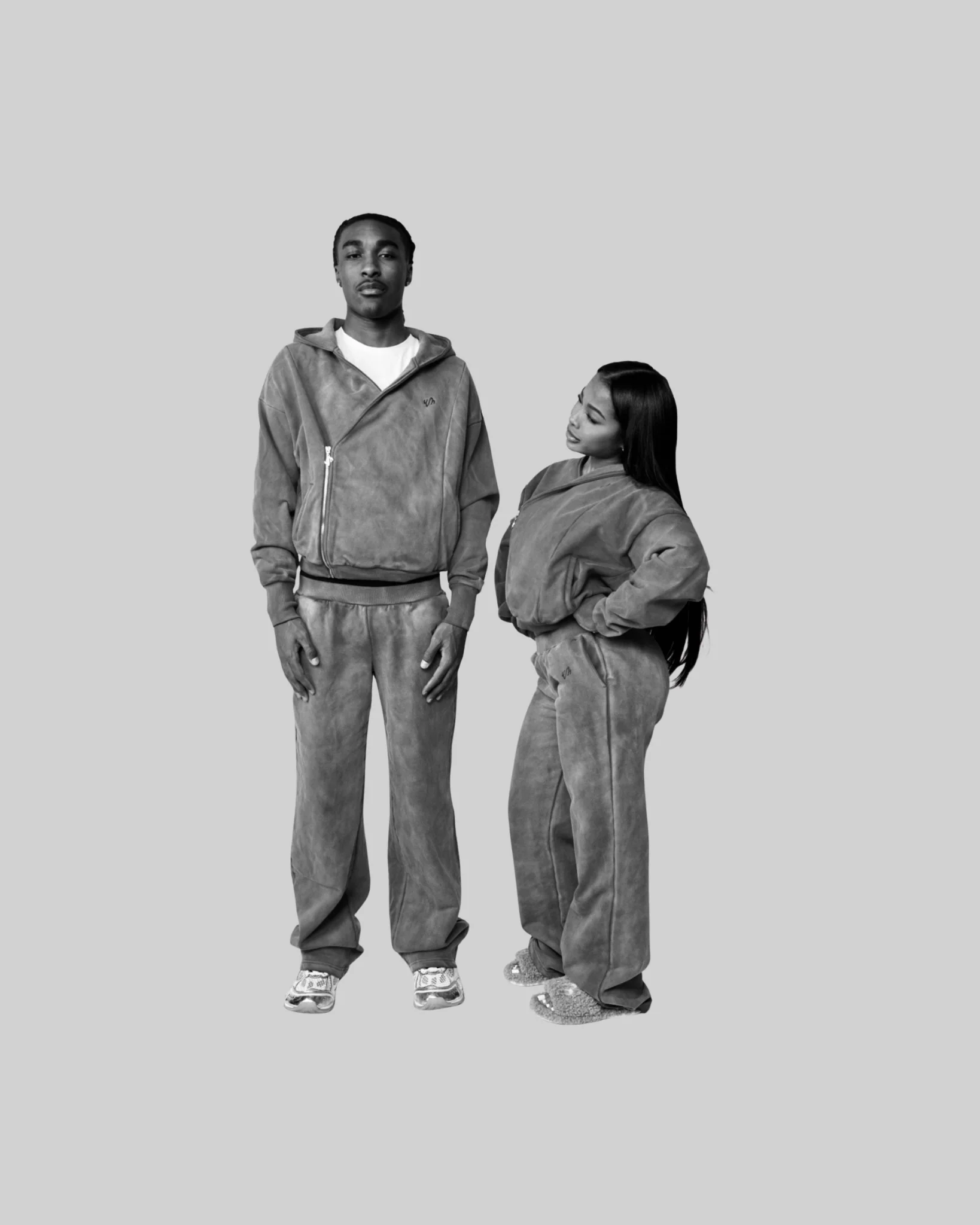 UNISEX ASYMMETRICAL ACID WASH ZIP UP JACKET - BLACK [FINAL SALE] - Image 4