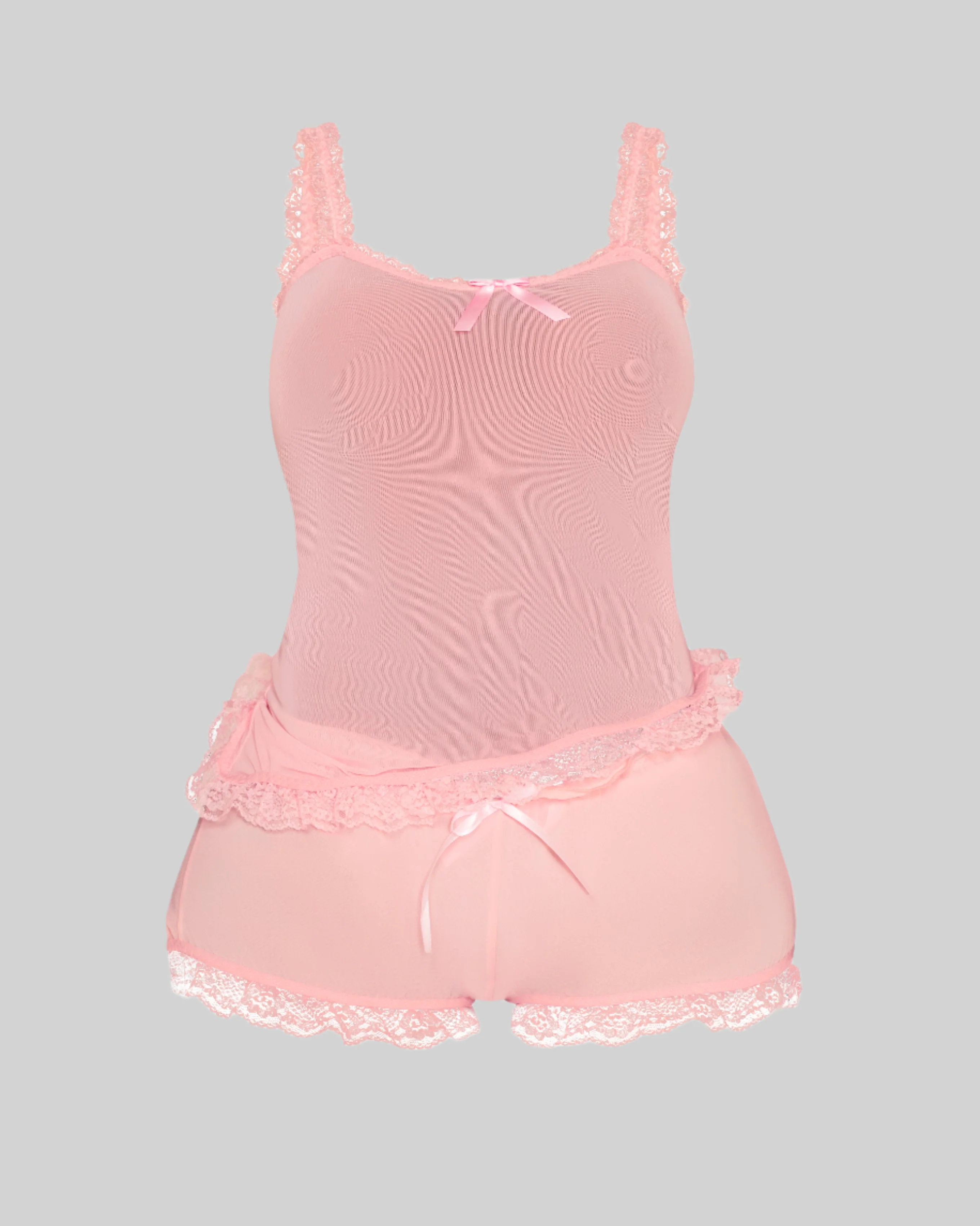 LOVE ME NOT SCALLOPED MESH TOP (BABY PINK) - Image 4