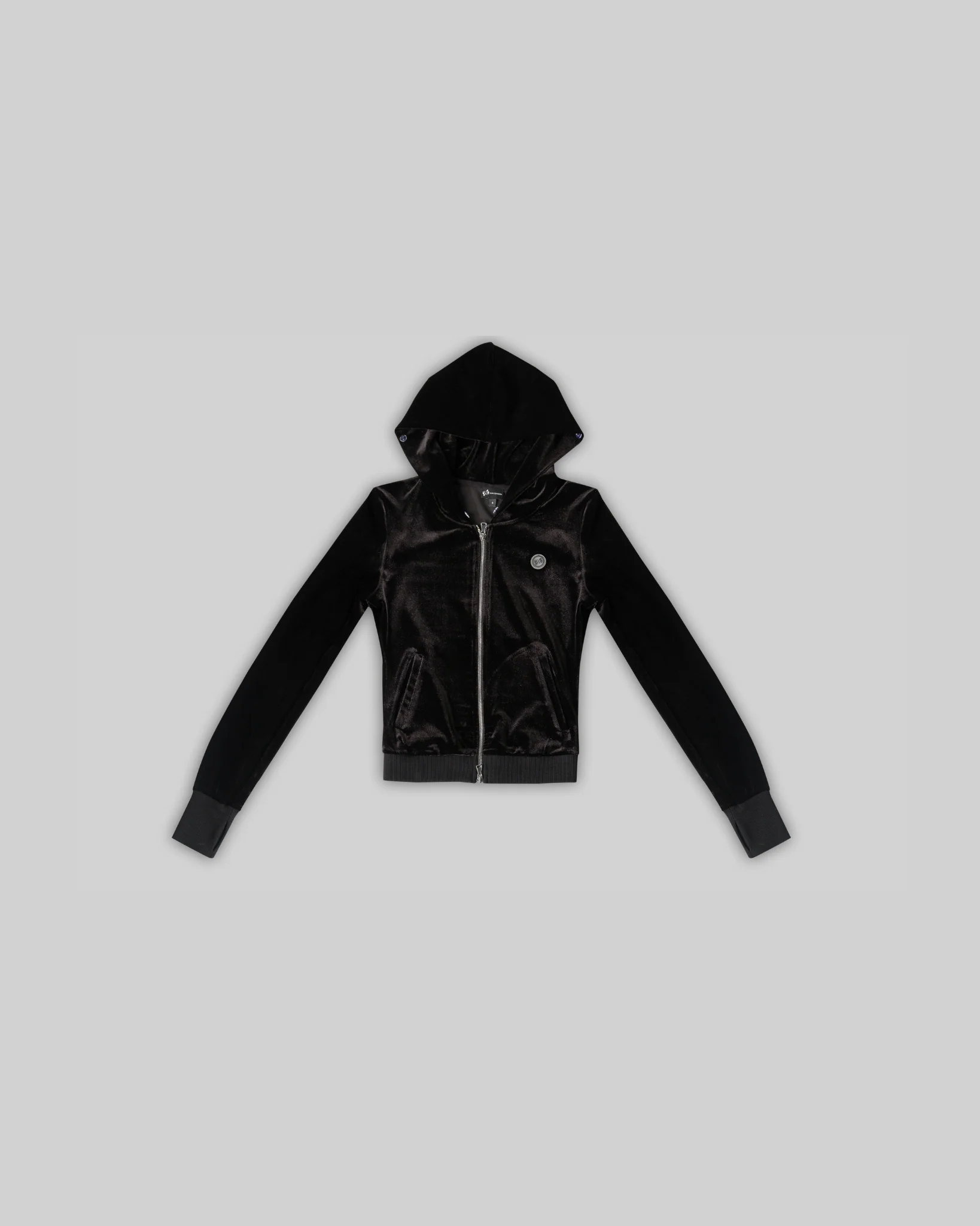 VELOUR PLUSH TRACKSUIT JACKET WITH FUR - BLACK [FINAL SALE] - Image 4